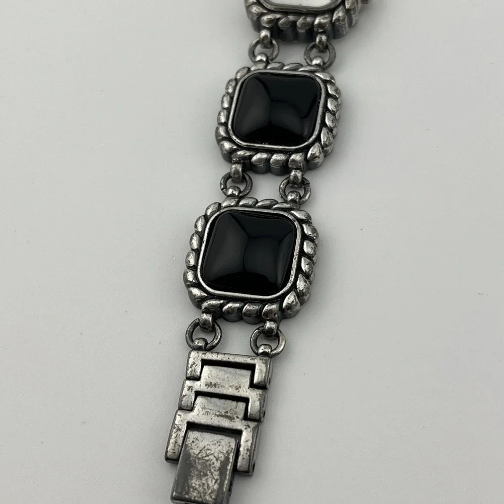 Women's Black Enameled Band‎ Watch 23mm Silver Case 7.25